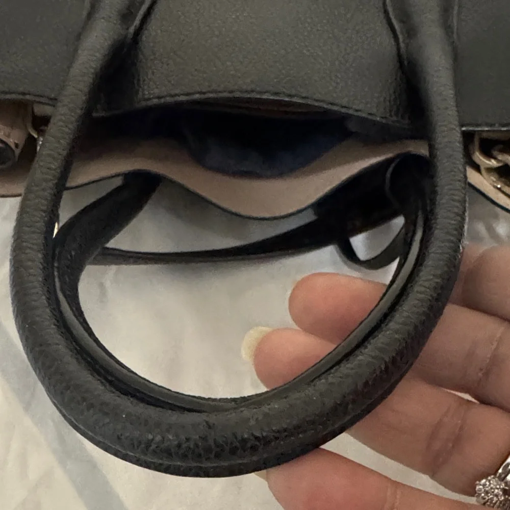 kate spade Black Leather Tote with Pale Pink Interior